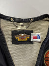 Vintage Harley-Davidson Racing #64 Leather Trim Biker Vest (XL)