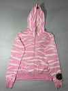 Vintage Devil Nut Pink Zebra Print Zip-Up Hoodie — (S)