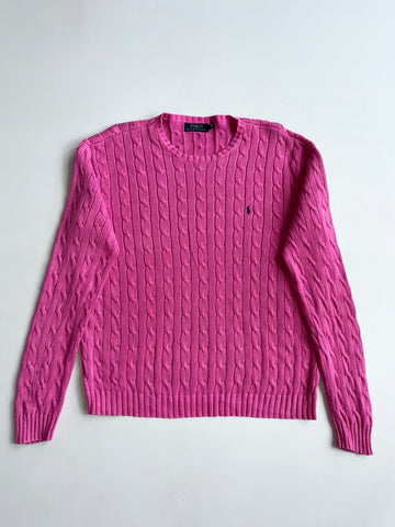 Polo Ralph Lauren Pink Cable Knit Crew Neck Sweater – (L)