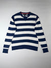 Tommy Hilfiger Navy Striped Linen Cotton Sweater – Crewneck, (M)