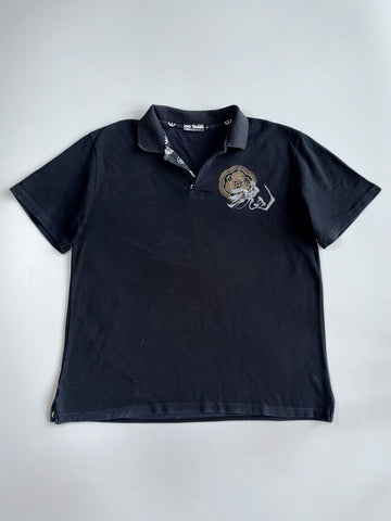 Big Train Osaka Japanese Embroidered Samurai Crest Black Polo T-Shirt (XL/2XL)