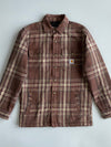 Carhartt TJ4452 Sherpa-Lined Brown Plaid Flannel Shirt Long Jacket (S)