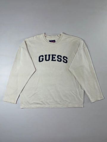 GUESS Jeans USA Cream Collegiate Logo Crewneck Sweatshirt (2XL/3XL)