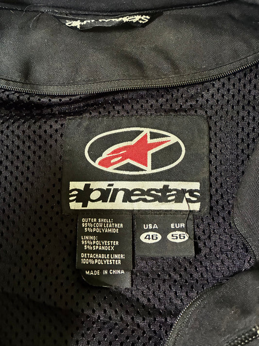 Alpinestars Armored Cowhide Leather Motorcycle Racing Jacket (Padded With back Hump) Jacket (US 46 / EU 56) (XL)