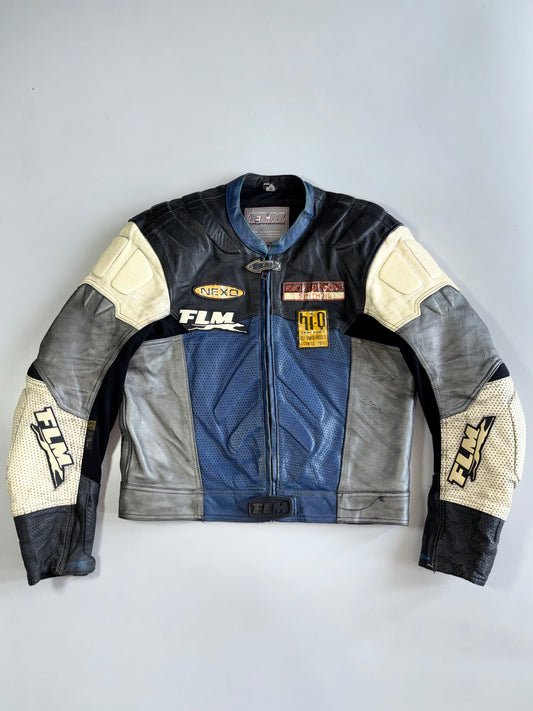 F.L.M. By Polo Riding Gare Pure Leather Motorcycle Racing Jacket (Paded)(M)