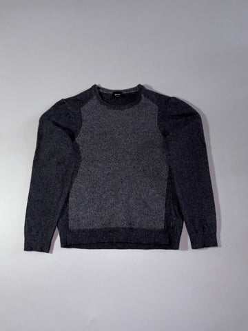 Hugo Boss Slim Fit Colorblock Knit Sweater – Charcoal Grey (XS)