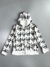 NUNUNU All-Over Skull Print Zip-Up Hoodie (XS)