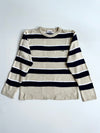 Vintage Chemise Lacoste Beige & Navy Striped Knit Sweater – Made in France (M)
