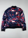 Adidas | Navy Red Abstract Print Satin Bomber Jacket | (S)