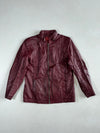 Bensalins Burgundy Leather Zip Jacket with Buckle Strap Collar Women’s (XS)