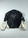 Dainese Black & Cream Leather Motorcycle Racing Jacket Padded (XL)