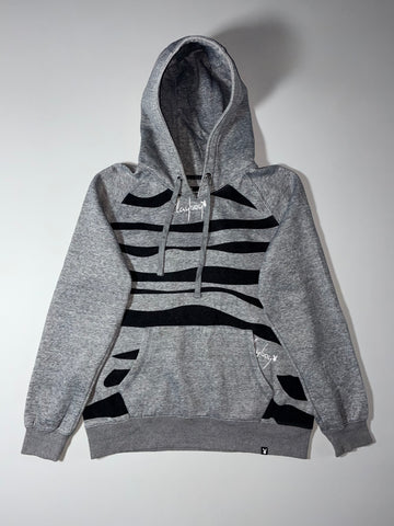 Playboy Zebra Print Pullover Hoodie – Grey/Black (M)