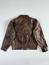 Adventure Bound Distressed Brown Leather Bomber Jacket (XL)