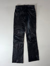 Vintage Black Leather Straight Fit Pants with Panelled Knees(W:30) (L:43)