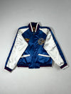 Vintage Jake Navy White Satin Souvenir Bomber Jacket Embroidered (S)
