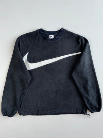 Nike Big Swoosh Black Fleece Crewneck Sweatshirt(Xl)