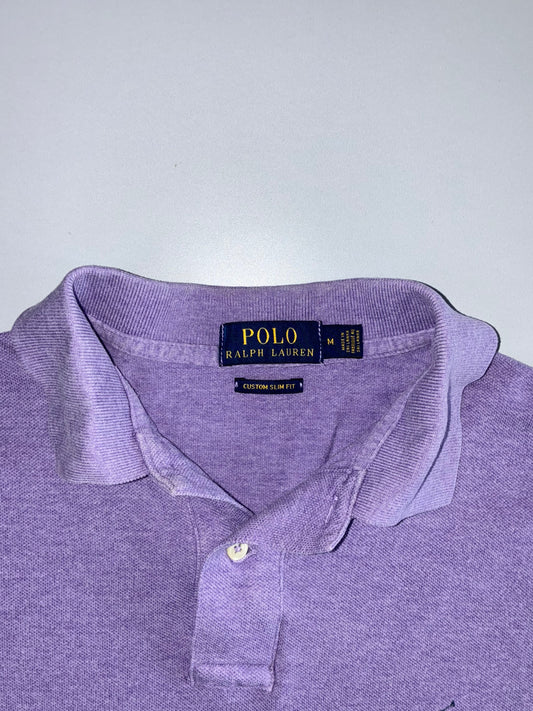 Polo Ralph Lauren Vintage Lavender Marl Custom Slim Fit Polo T-Shirt (M)