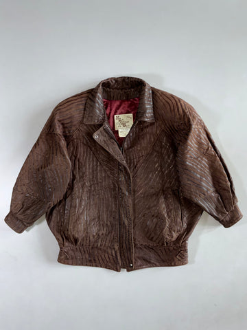 Le Village du Cuir Striped Leather Jacket (XL/2XL)