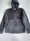 The North Face Men’s Grey Osito-Style High-Pile Sherpa Fleece Hooded Full-Zip Jacket with Ripstop Panels (L)