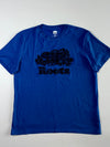 Roots Canada Royal Blue Plaid Beaver Logo Tee – (L)