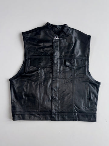 Paulgos Genuine Leather Vest  Black (L)