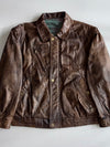 Vintage Distressed Leather Jacket – Brown (2XL)