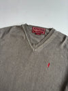 Vintage Marlboro Classics Olive Grey V-Neck Knit Sweater (M)