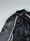 Vanucci Armoured Black Leather Motorcycle Racing Jacket Padded (L)