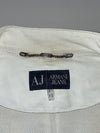 Vintage Armani Jeans White Perforated Leather Café Racer Biker Jacket (L)