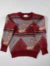 Vintage 80s Chemise Lacoste Reindeer Pattern Wool Sweater – Rare Graphic (XXS)