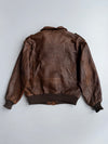 Vintage Genuine Leather Bomber Jacket | “United States Navy Top Gun” Embossed Sherpa Lined A-2 Style | Vera Pelle Made in Italy (XL)