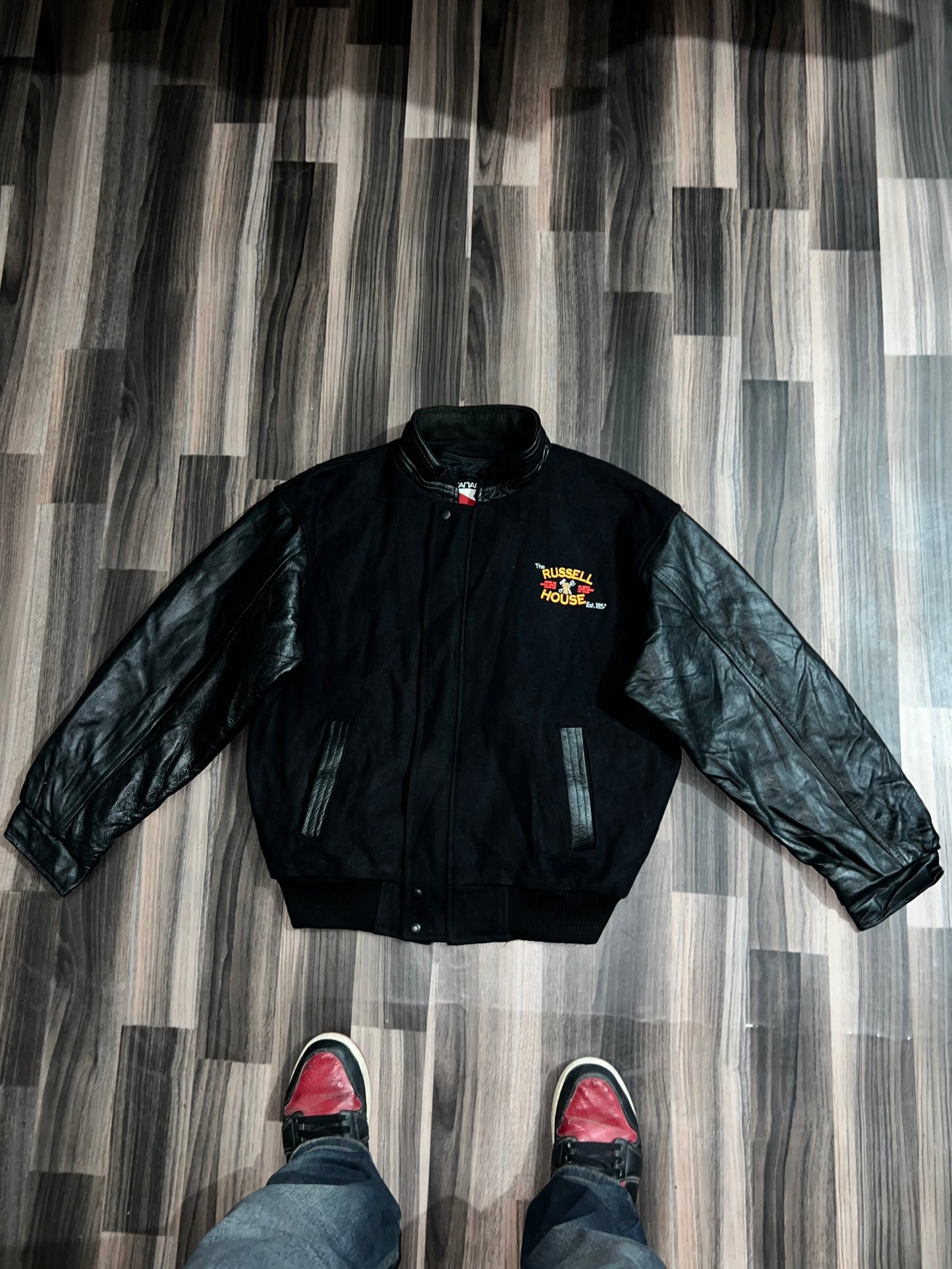 ZUltra Premium Original Leather Sleeve Varsity Jacket (L/XL)