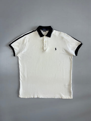 Polo Ralph Lauren | Contrast Trim Pique Polo | White & Navy (XL)