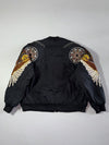 Damoto Black Bomber Jacket – Embroidered Sleeves & Studs | (XL)