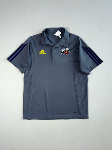 Vintage Adidas Grey Climalite Rugby Polo Shirt (L)