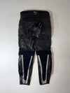 Vintage Lookwell Leather Motorcycle Pants – Black Silver Panel Racing Biker Trousers (W:36) (L:44)