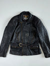 United Leather Vintage Black Belted Moto Biker Jacket (XL)
