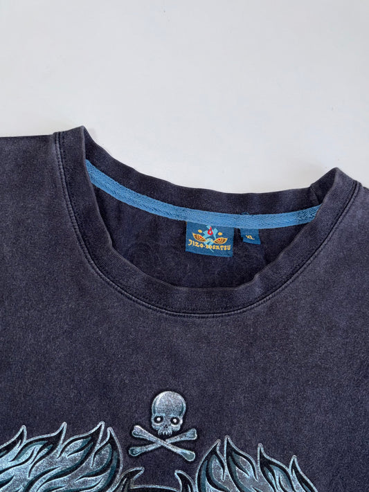 Jizo Bosatsu “JDXZO Grace & Fury” Japanese Skull & Demon Graphic Acid Wash T-Shirt (XL)