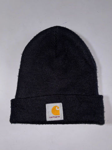 Vintage Carhartt Black Ribbed Knit Watch Beanie (H:12 inches/W:18 inches)