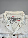 Vintage Levi’s White Denim Trucker Jacket with Destroyed Raw Frayed Collar (M/L)