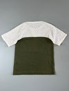 Lacoste Colorblock Mesh Knit T-Shirt — Olive Green / Cream (XS)