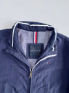 Tommy Hilfiger Sailing Windbreaker Jacket Navy Blue with Hilfiger Back Spell Out Hidden Collar Cap (XL)