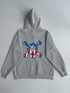 Vintage Stüssy Skull & Bones USA Flag Hoodie – Grey(M)