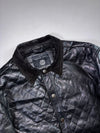 Multiplex Black Pure Leather Jacket Contrast-Stitch Collared Jacket (L)