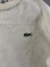 Lacoste Classic Fit Cream Ribbed Knit Crewneck Sweater (S)