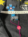 Sexy Diamond All-Over Print Full-Zip Hoodie — Black | Stars, Diamonds & Floral Pattern (S)