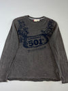 Levi’s 501 “Gold Dust” Grey Slub Long Sleeve Tee – All-Over Graphic (L)