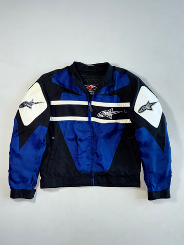 Vintage Y2K Alpinestars Textile Motorcycle Racing Jacket Blue/Black/White, Quilted Liner  Padded (M)
