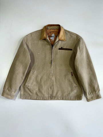Vintage Marlborn Classic’s Original Hard Cotton Jacket W/ Leather Collar RARE (L)