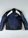 Alpinestars Blue & Black Genuine Leather Moto Racing Jacket Padded (M)